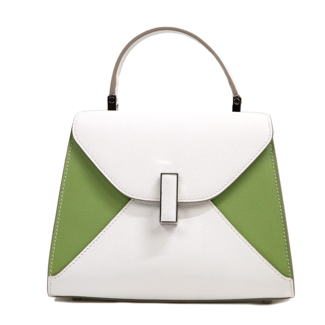 Inlior Handcrafted EP SWIFT Leather White And Green Top Handle Satchel