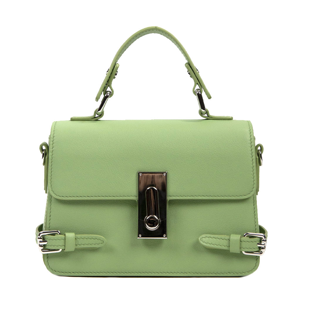 Inlior Handcrafted Green Minimalist Top-Handle Crossbody Bag